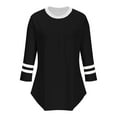 thumbnail image 5 of Womens 3/4 Sleeve Fashion Crewneck Tops Patchwork Blouse Casual Loose Comfy Shirt Black XL, 5 of 5