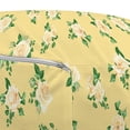 thumbnail image 3 of Floral Pouf Cover with Zipper, Repetitive Rose Arrangements with Leaves Spring Garden Art Illustration, Soft Decorative Fabric Unstuffed Case, 30" W X 17.3" L, Green and Pale Yellow, by Ambesonne, 3 of 5