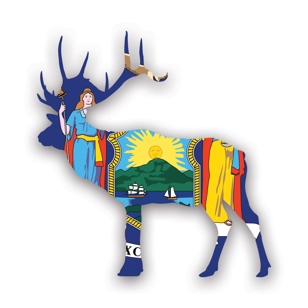 New York Deer Shaped Flag Sticker Decal Self Adhesive Vinyl