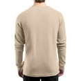 thumbnail image 3 of Resicozy Men's Waffle Long Sleeve Henley T-Shirt, Casual Button Down Shirts Crew Neck Lightweight Sweatshirts Basic Tee Beige L, 3 of 8