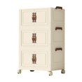 thumbnail image 4 of Abbracc Foldable Storage Cabinet Fashion Portable for Farmhouse Drawing Room Kitchen Beige 3 Layers 75 cm, 4 of 9