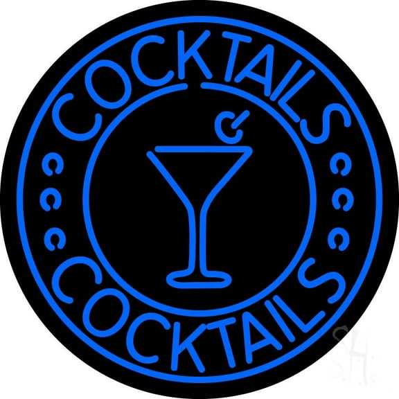 Cocktails LED Neon Sign 18 x 18 - inches, Clear Edge Cut Acrylic Backing, with Dimmer - Bright and Premium built indoor LED Neon Sign for Bar decor.
