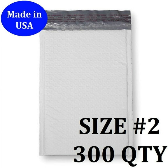 Size #2 (8.5"x11" Interior) Poly Bubble Mailers with Self Seal- 300 QTY (Value Case) Fast Shipping!