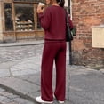 thumbnail image 3 of Evdexr Lounge Sets for Women 2 Piece Henley Long Sleeve Shirts & Pants Tracksuits Winter Fall Athletic Casual Outfits Solid Wide Leg Loungewear with Pocket M, 3 of 6