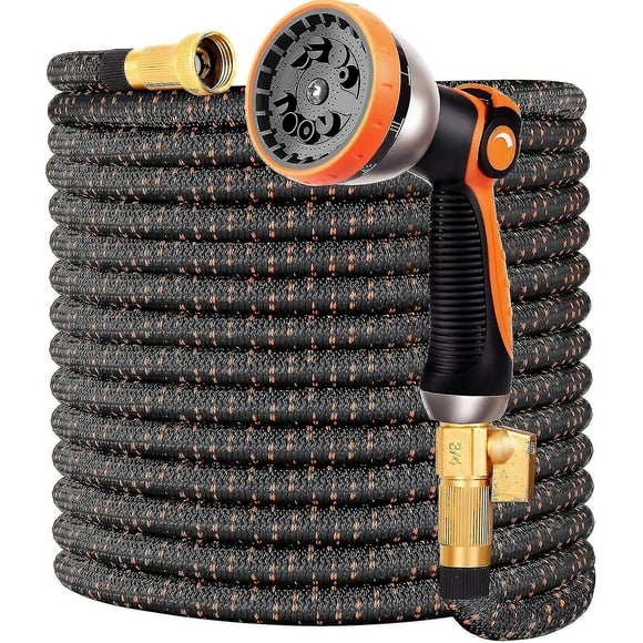 Garden Hose Upgraded Flexible Expandable Garden Hose - Ultra Durable 3750d, 4-ply Latex, 3/4" Spout Solid Brass Inc.