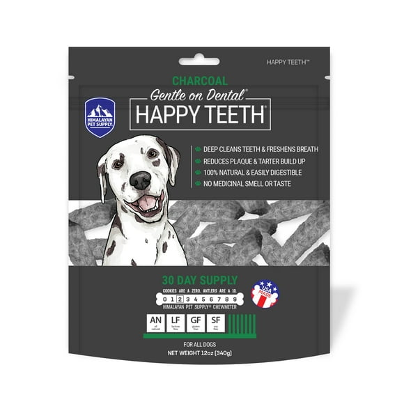 Himalayan Dog Chew Happy Dents Friandises Dentaires au Charbon - Nettoyage des Dents de Chien, Friandises Dentaires pour Chiens, 100 % Naturel, Digestible, Élimine la Plaque et le Tartre, Gluten, Soja, Lact