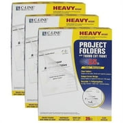 C-Line Recycled Poly Project Folders, Clear, Reduced Glare, 11" x 8-1/2", 25 Per Box, 3 Boxes