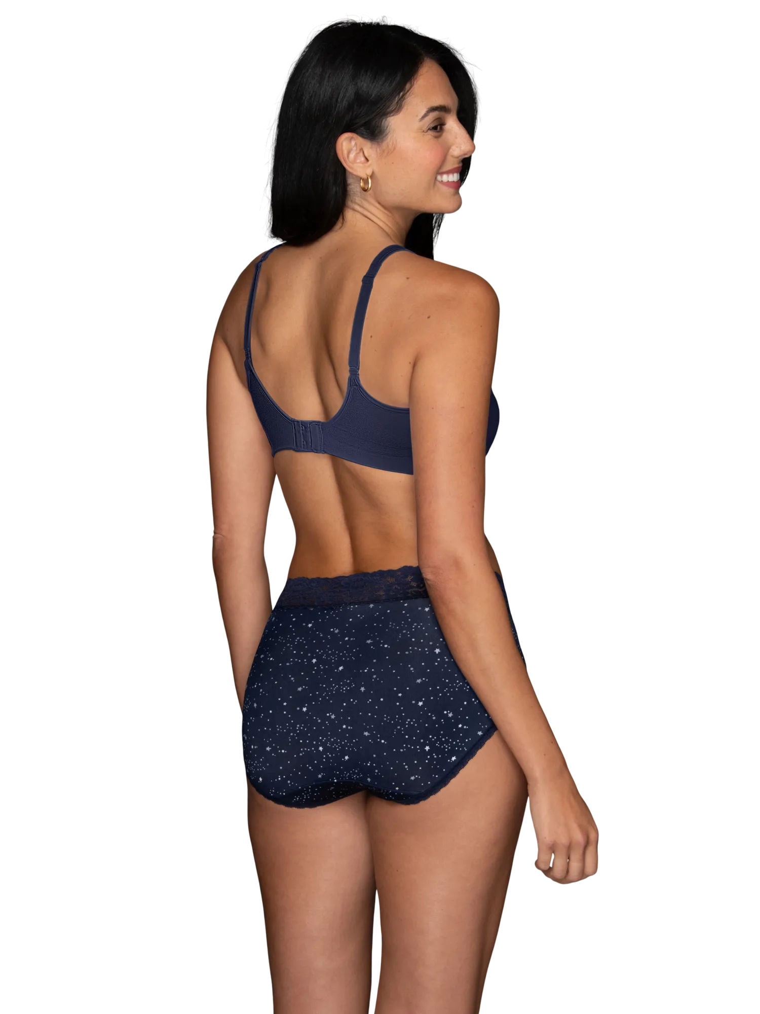 Vanity Fair Radiant Women's Light and Luxe Hi-Cut Brief Underwear - Stretch Lace Waistband, 3-Pack, Sizes S-5XL