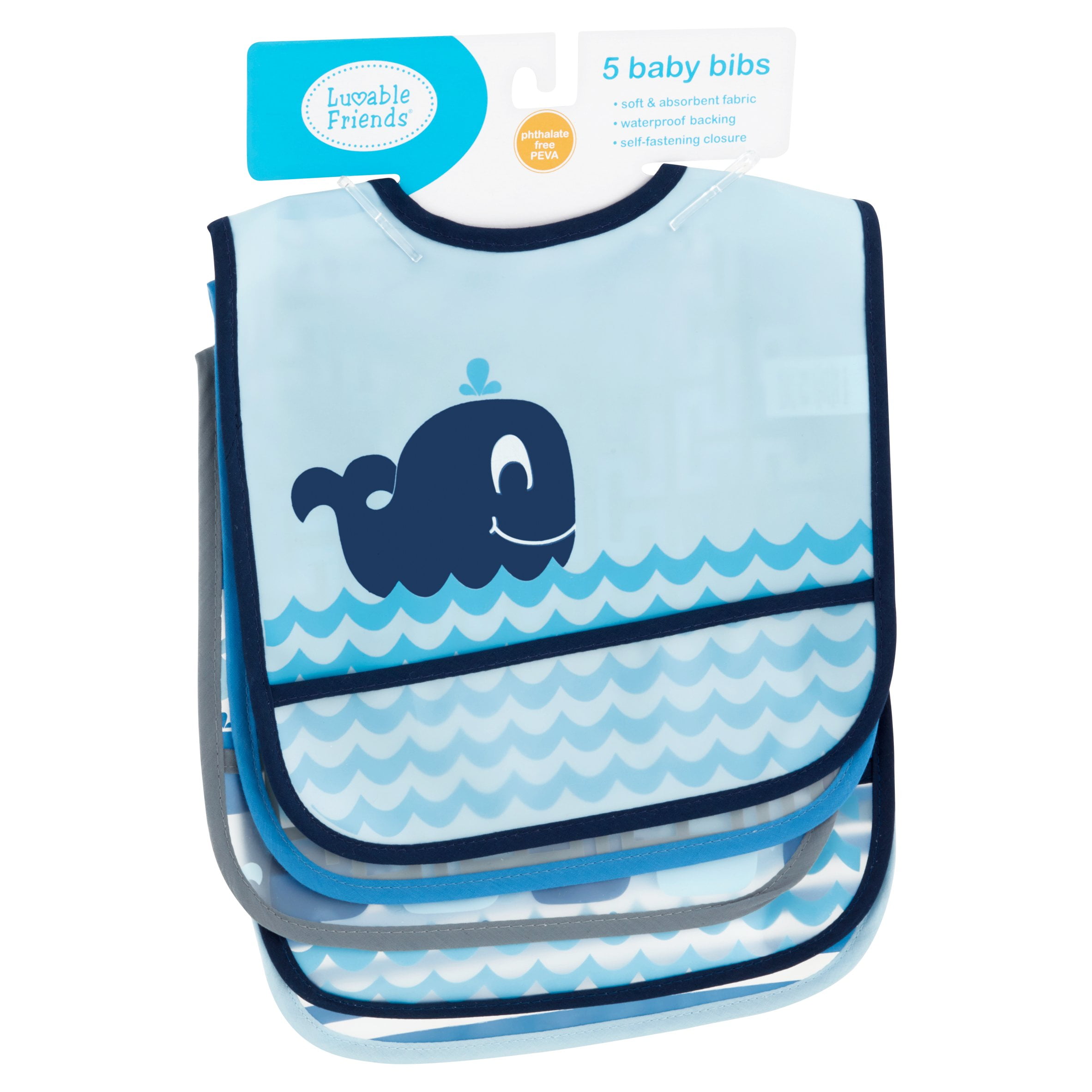 Luvable Friends Waterproof Bib, 5-Pack, Blue Whale | eBay