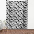 thumbnail image 4 of Ambesonne Charcoal Fabric by the Yard Upholstery, Greyscale Hexagons Grid, 5 Yards, Grey Charcoal Grey White, 4 of 5
