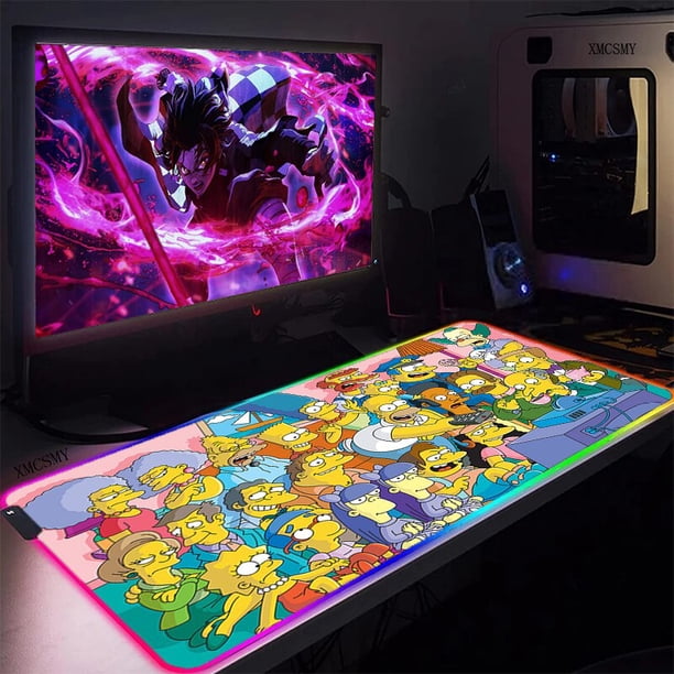 Alfombrilla de ratón para Gaming DE LOS simpsons-s con Rgb, para ordenador portátil, escritorio, mesa de ordenador, alfombrilla retroiluminada, accesorios CheapPc, Anime Mausepad LIUWENJING unisex