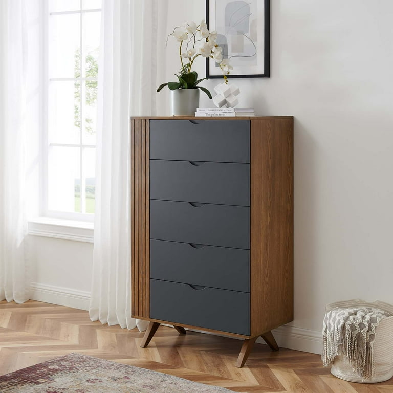 grey mid century dresser Blaine Large Grey Dresser - Lacquered Linen Furniture