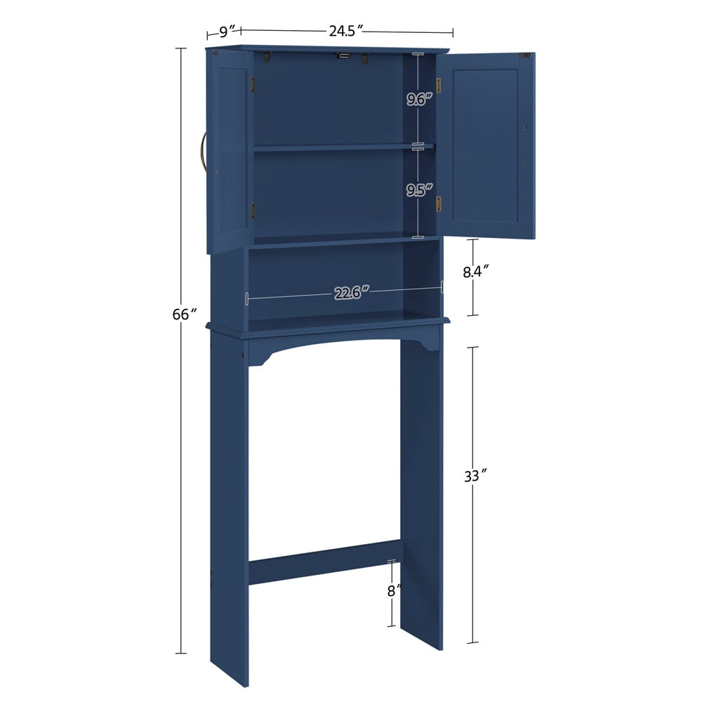 Alden Design Wooden Over-the-Toilet Bathroom Storage Cabinet for Bathroom, Navy Blue