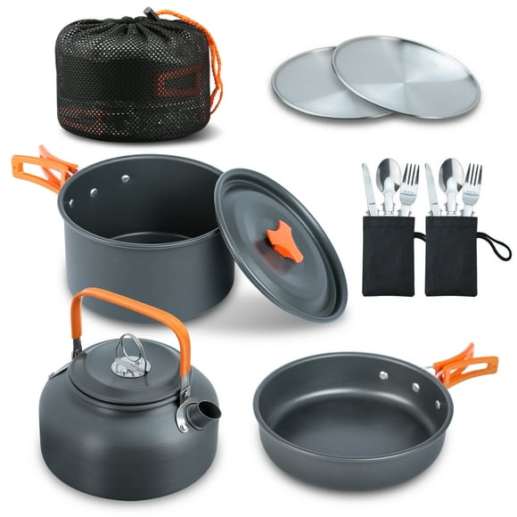 cookware,Portable Set Outdoor Mess Kit Non-stick Pan Set Camp Cookware Mess Kit Camp Cook Set Kit Non-stick Pot Cookware Pans Set Pan Kettle Set With Stainless Steel Set 16pcs Pot Set Outdoor Picnic