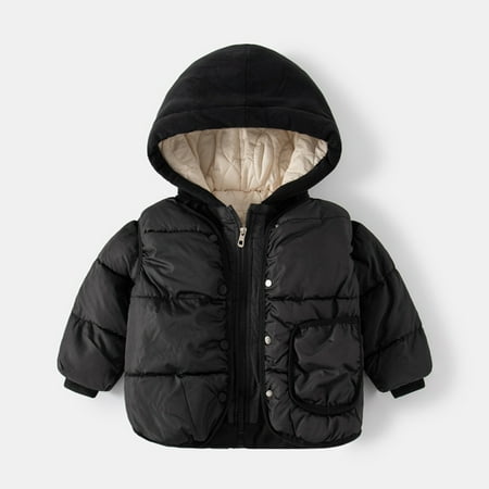 

ZMHEGW Fall Outfits For Toddler Boys Winter Long Sleeve Thicken Solid Colour Warm Vest With Coat Jacket Outwear 2Pcs Clothes Set Black Outfits Set