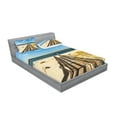 thumbnail image 2 of Ambesonne Beach Fitted Sheet & Pillow Sham Set, Perdido Beach Long Pier, Queen, Cream Blue, 2 of 2