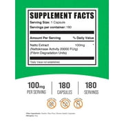 BulkSupplements Nattokinase 2000 FU Capsules, Nattokinase Supplement, 100mg, 180 Capsules