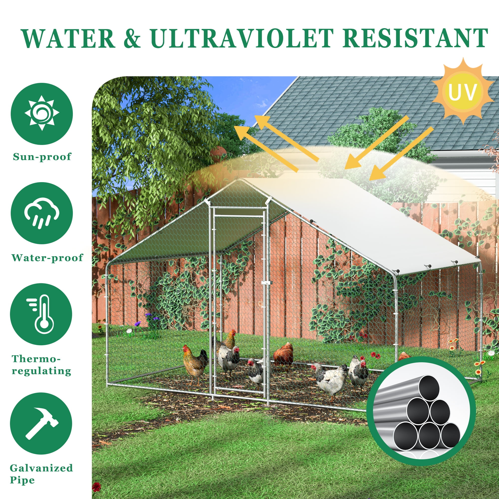 Free Shipping! TOETOL Large Metal Chicken Coop, Walk in