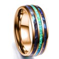 thumbnail image 1 of Fashion 8mm Men's Black Stainless Steel Ring Colorful Abalone Shell Inlay Beveled Edged Titanium Ring Men's Wedding Band Style7 11, 1 of 6