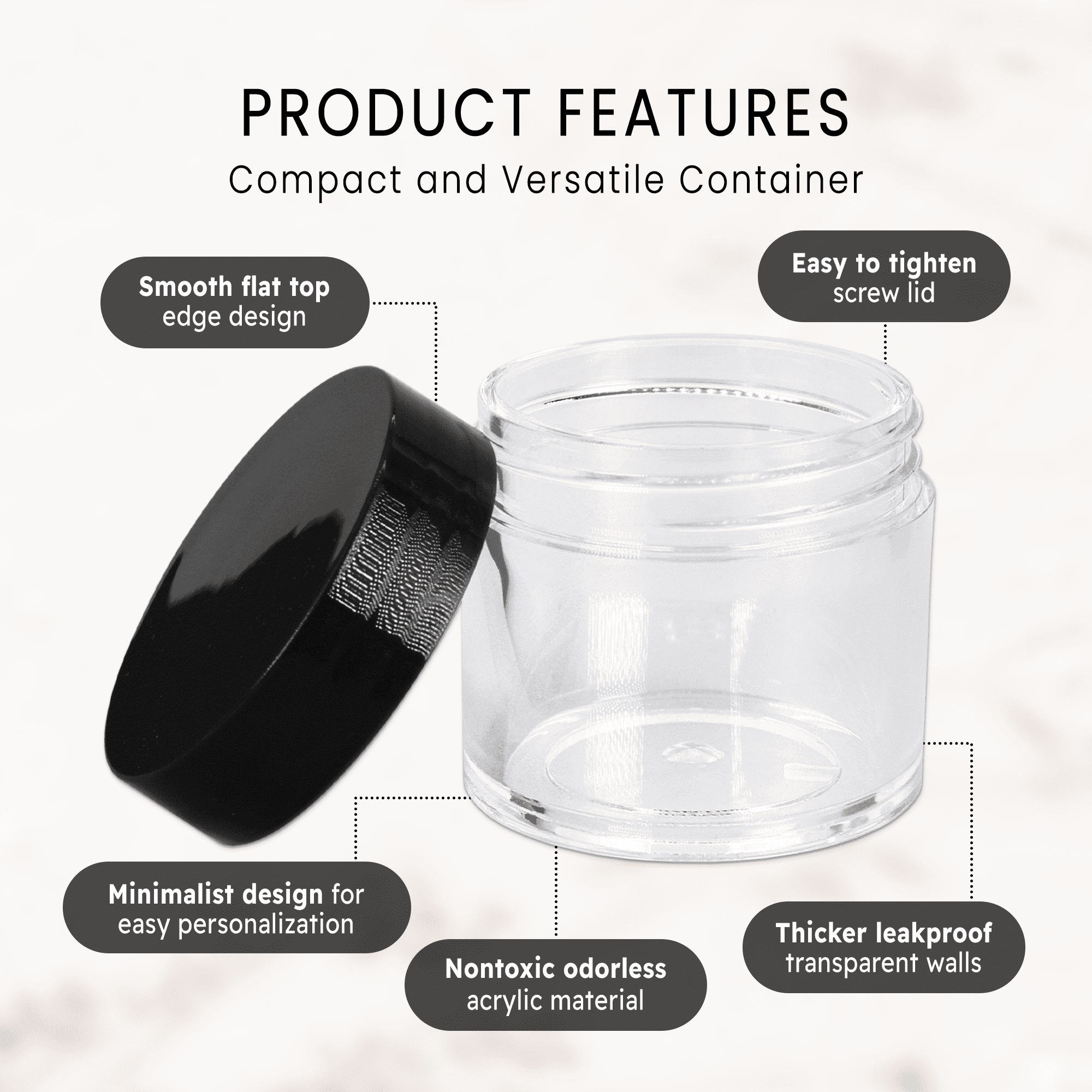 Beauticom 30 Pieces 30G/30ML(1 Oz) Round Clear Plastic Container Jars with Flat Top Lid - 30 Jars
