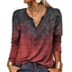 thumbnail image 3 of Blusa de manga larga,Blusa informal con cuello en V y muescas para mujer Top estampado para mujer Top de línea, 3 of 5