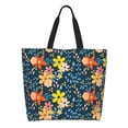 thumbnail image 1 of Balery Blue Floral Bolsa Tote Estilo Estético con Cremalleras, Bolsa de Hombro, Bolsa de Compras Grande y Plegable, 1 of 8