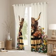 thumbnail image 3 of jejeloiu Rustic Highland Cow Floral Curtains Pack of 2 (42x84 Each) Kids,Country Farm Print Curtains Blackout, 3 of 7