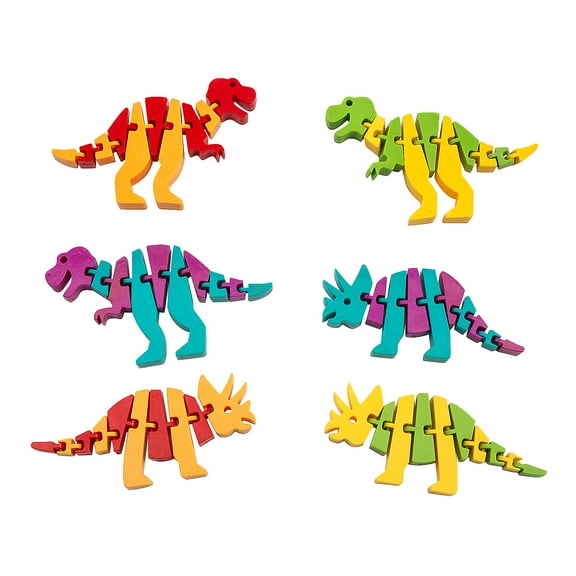 Fun Express 5" Dinosaur Tyrannosaurus Rex & Triceratops Articulated Fidget Toys - 6 Pieces