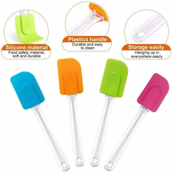 Silicone Spatulas, 10 inch Small Rubber Spatula Heat Resistant Non-Stick Flexible Scrapers Baking Mixing Tool (4 Pieces)
