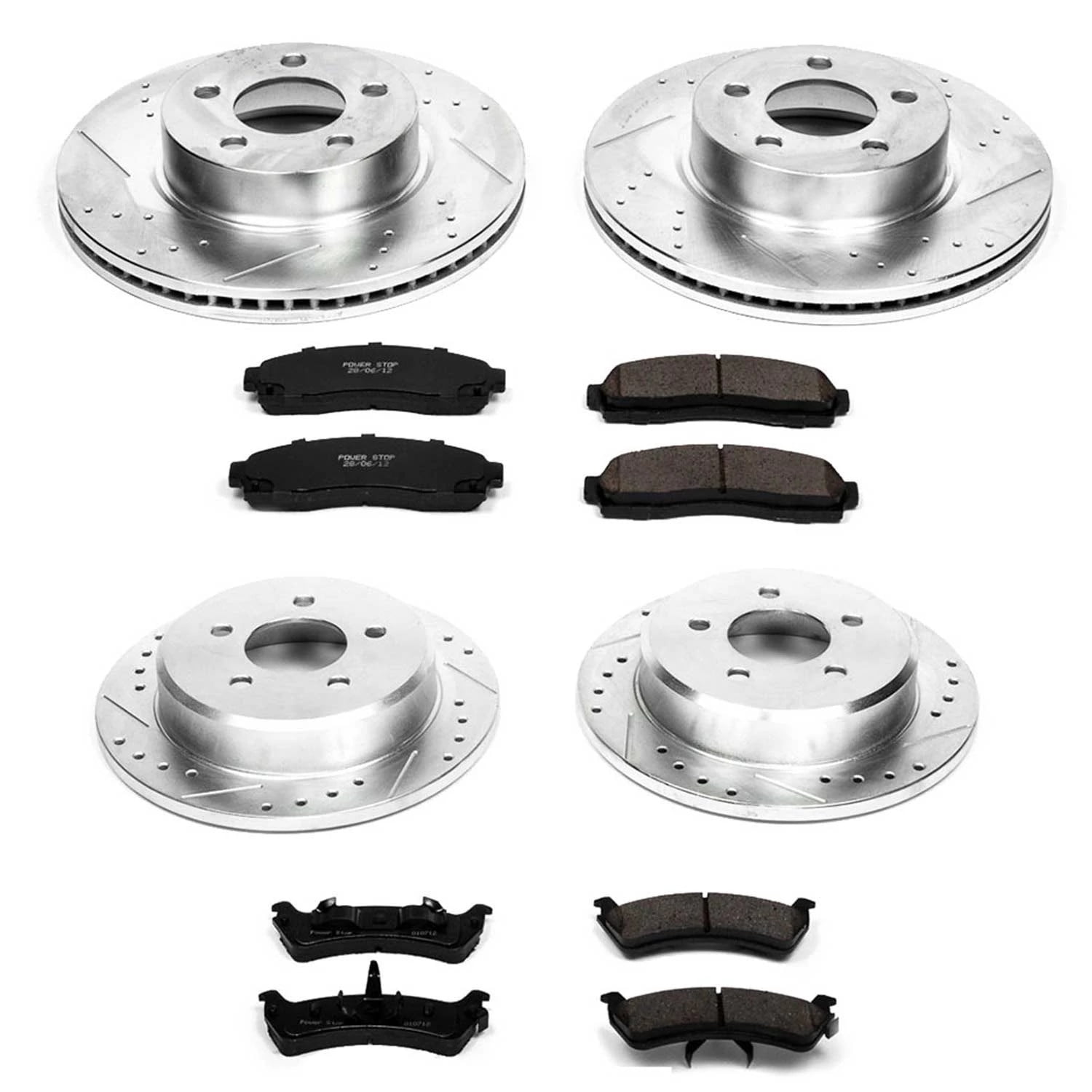 PowerStop Front and Rear Z23 Evolution Sport Carbon-Fiber Ceramic Brake Pad and Drilled & Slotted Rotor Kit Fits: FORD Select Models K4357