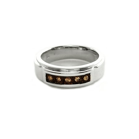 Men's Brown Diamond Accent Five-Stone Sterling Silver Ring