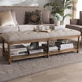 thumbnail image 2 of Baxton Studio Celeste Button Tufted Bedroom Bench in Beige and Oak, 2 of 7