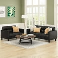thumbnail image 2 of Furinno Brive Contemporary Tufted 3-Seater Sofa, Black Faux Leather, 2 of 7