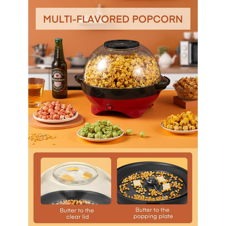 Popcorn Popper, 6-Quart/28-Cup, Fast Electric Hot Oil Popcorn