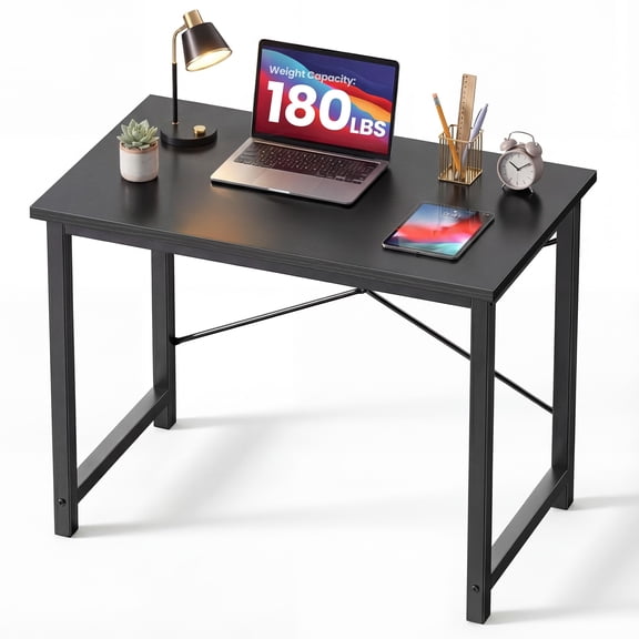 32 Inch Small Computer Desk for Home Office, Gaming Writing Desks for Bedroom Modern Study Work Table Simple Style Workstation with Reinforcement Structure, Black
