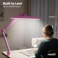 thumbnail image 2 of Neatfi Professional LED Desk Lamp with Clamp, 2200 Lumens, 20-Inch Wide Head, Dimmable Work Light for Crafting, Quilting, Sewing, Home Office & Hobby Projects, Pink, 2 of 9
