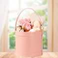 thumbnail image 4 of Handheld Leather Bucket Flower Box Round Handheld Gift Box Korean Style Flower Arrangement Bucket, 4 of 6