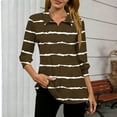 thumbnail image 4 of jobturf 3/4 Length Sleeve Womens Tops Dressy Casual V Neck Collared Work Blouses Holiday Party Basic Tees Spring Fashion Striped Shirt, 4 of 5