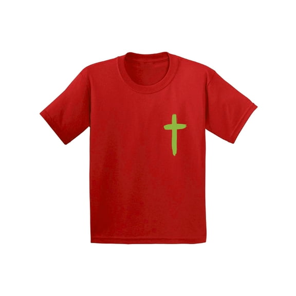 Awkward Styles Green Cross Toddler Shirt Jesus Shirt for Kids Shirt for Boys Christian Cross Shirts for Girls Jesus T-Shirt for Children Christian Gifts Christ Clothes Cross T-Shirt for Toddlers