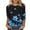 Blue, variant on successthop Floral Blouses for Women Plus Size 3/4 Sleeve Shirts Lightweight Oversized Crewneck Clothes Print Tops