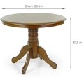 thumbnail image 3 of Wickerix Round Solid Wood Dining Table 38.5'' D with Pedestal Base, Kitchen Round Table for 2 and 4 Persons, Restaurant Table, Medium Brown Color, 3 of 14