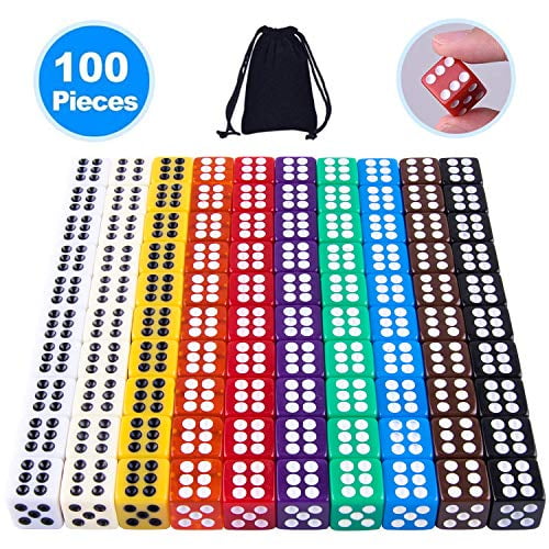 Austor 50 Pieces 6-Sided Game Dice Set Free Pouch 5 Pearl Colors Rounded Edge 