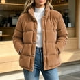thumbnail image 4 of Lmueinov Womens Corduroy Puffer Jacket Outdoor Stand Collar Button Down Quilted Coats Fall Winter Casual Warm Outerwear Coat with Pockets, 4 of 5