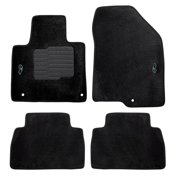 Carpet Floor Mats for 2019 2020 Hyundai Santa Fe with Driver Heel Pad and Safety Locks, Front and Rear Set, Black - ecoMats
