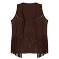 thumbnail image 3 of Sxiwei Gilet Cowboy en Faux Suède à Franges Rivets Ouvert devant Veste Khaki TTG, 3 of 5