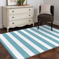 thumbnail image 4 of Aqua Striped Large Area Rugs for Bedroom Living Room, Soft Non Slip Carpet Bedside Rug, Modern Farmhouse Blue White Stripes Rectangular Floor Cover Kitchen Accent Rug 4'x6' for Dining Room/Office, 4 of 9