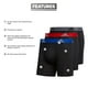 thumbnail image 2 of Calzoncillos tipo bóxer adidas para hombre, paquete de 3, negro/azul/rojo, talla XXL, 2 of 9