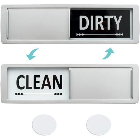 

Dishwasher Magnet Clean Dirty Sign Fridge Magnet Clean Dirty Sign Indicator Non-Scratch/Easy to Read & Slide/Super Strong Magnet with Stickers for Kitchen Organization/Dishes (Silver)