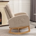 thumbnail image 5 of Accent Rocking Chair with Footrest, Modern High Back Lounge Chair with Rubber Wood Rocking Legs, Leisure Rocking Recliner, 5 of 8