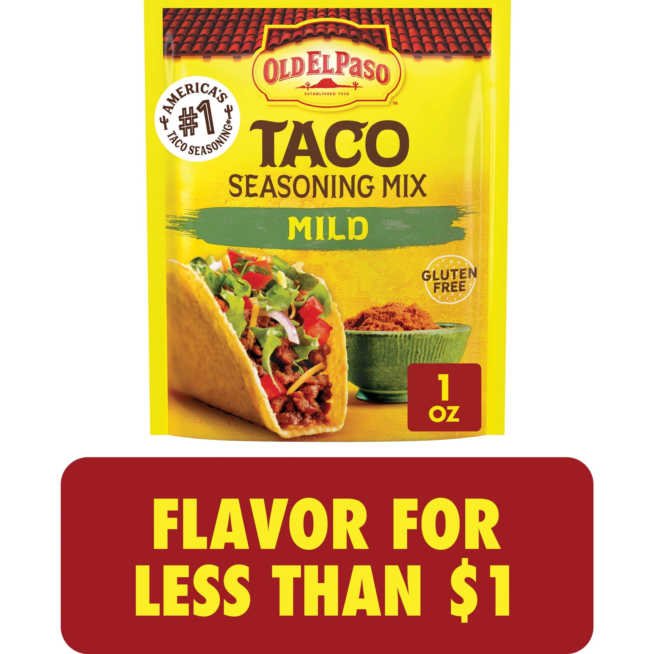 (8 pack) Old El Paso Mild Taco Seasoning Mix, Gluten Free, 1 oz